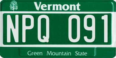 VT license plate NPQ091