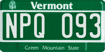 VT license plate NPQ093