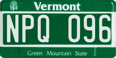 VT license plate NPQ096