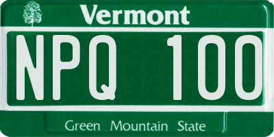VT license plate NPQ100