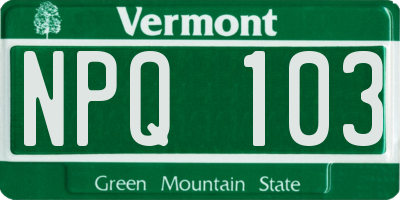 VT license plate NPQ103