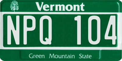 VT license plate NPQ104