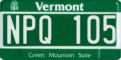 VT license plate NPQ105