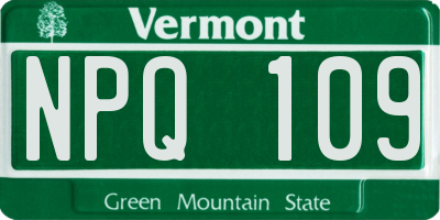 VT license plate NPQ109
