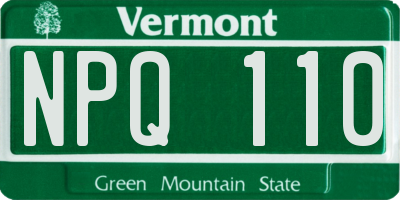 VT license plate NPQ110