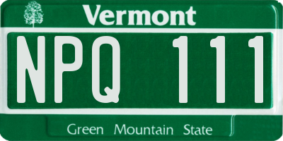 VT license plate NPQ111
