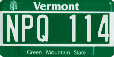 VT license plate NPQ114