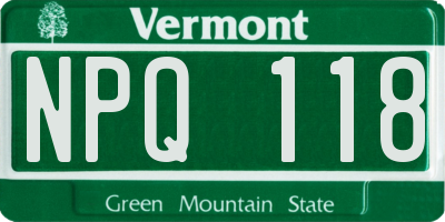 VT license plate NPQ118