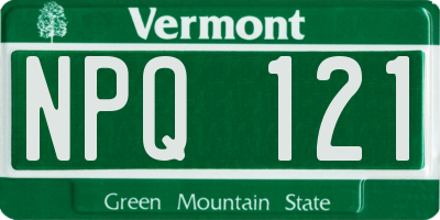VT license plate NPQ121