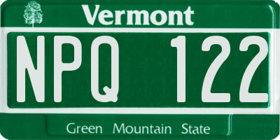 VT license plate NPQ122