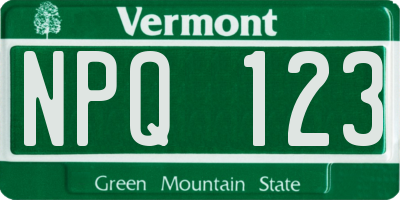 VT license plate NPQ123