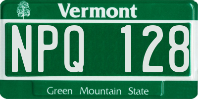 VT license plate NPQ128