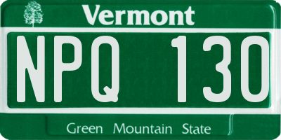 VT license plate NPQ130