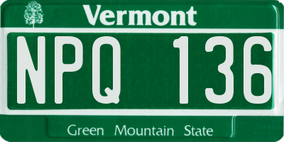 VT license plate NPQ136