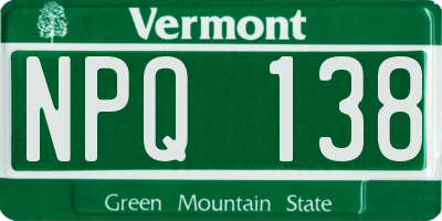VT license plate NPQ138