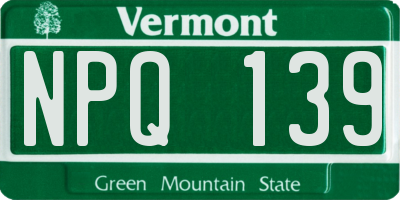 VT license plate NPQ139