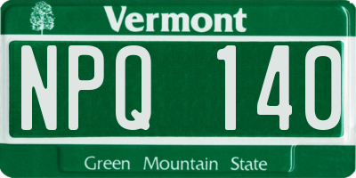 VT license plate NPQ140