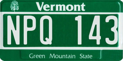 VT license plate NPQ143