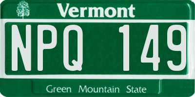 VT license plate NPQ149
