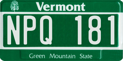 VT license plate NPQ181