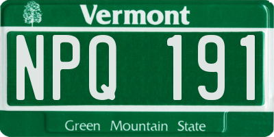 VT license plate NPQ191