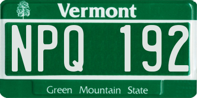 VT license plate NPQ192