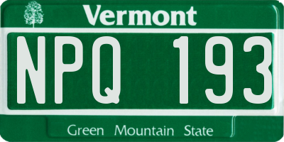 VT license plate NPQ193