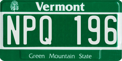 VT license plate NPQ196