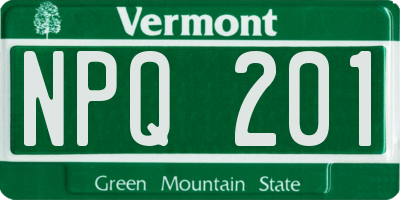 VT license plate NPQ201