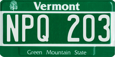 VT license plate NPQ203
