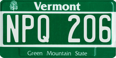 VT license plate NPQ206