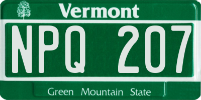 VT license plate NPQ207