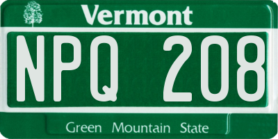 VT license plate NPQ208