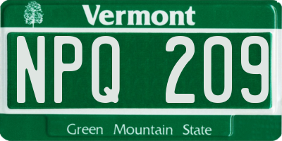VT license plate NPQ209