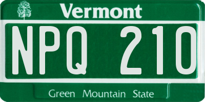 VT license plate NPQ210