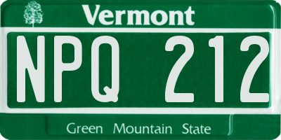 VT license plate NPQ212