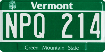 VT license plate NPQ214