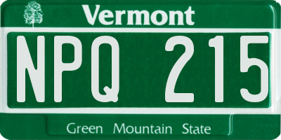 VT license plate NPQ215
