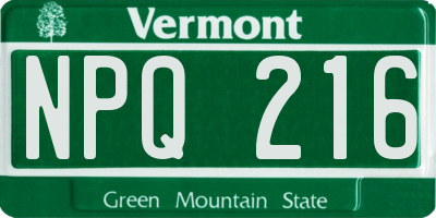 VT license plate NPQ216