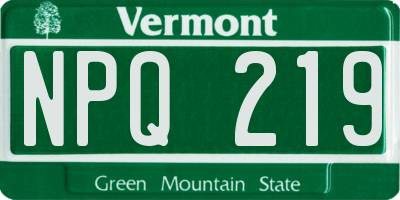 VT license plate NPQ219