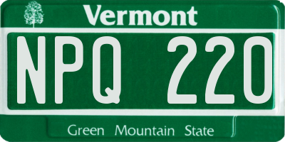 VT license plate NPQ220