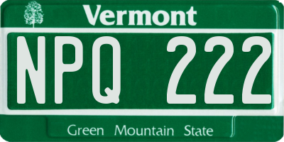 VT license plate NPQ222
