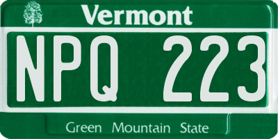 VT license plate NPQ223