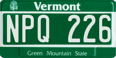 VT license plate NPQ226