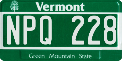 VT license plate NPQ228