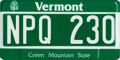 VT license plate NPQ230