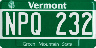 VT license plate NPQ232