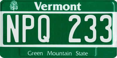 VT license plate NPQ233