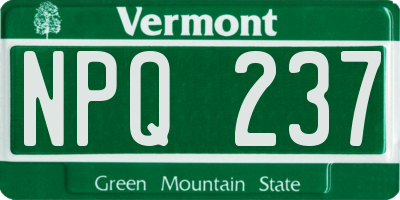VT license plate NPQ237