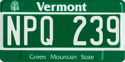 VT license plate NPQ239